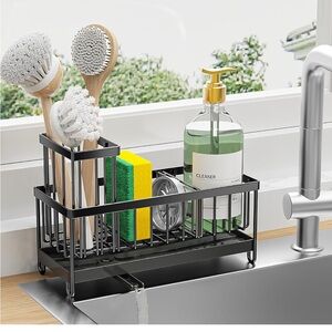 Sleek Black Kitchen Organizer Rack
